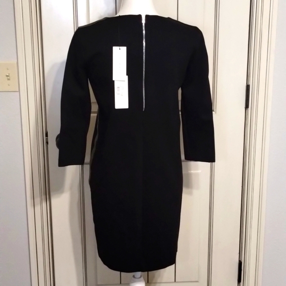 SANDRO H12 Rythme Black Dress Lamb Leather Trim Feel Sleeves Size 3 GORG… - Picture 7 of 13